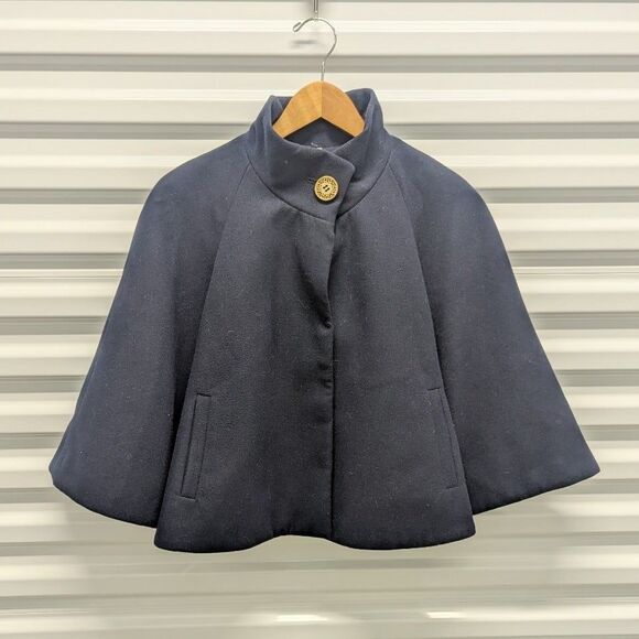Tahari Size Small Navy Blue Nadija Capelet Coat - Picture 1 of 7